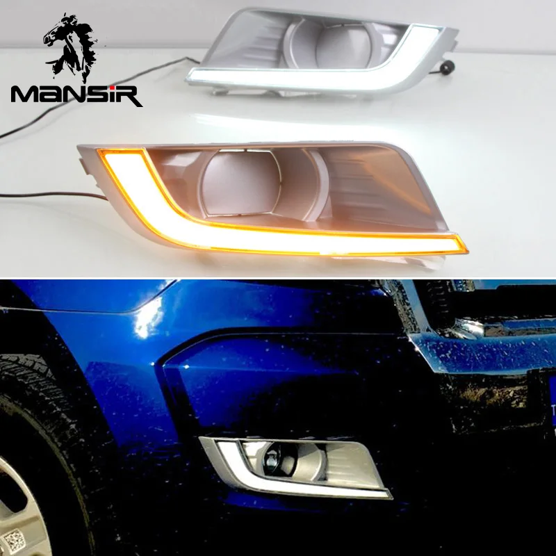 

LED Daytime Running Light Daylights ABS Car DRL For Ford Ranger 2015 2016 2017 2018 Turning Yellow Signal headlight Auto Foglamp