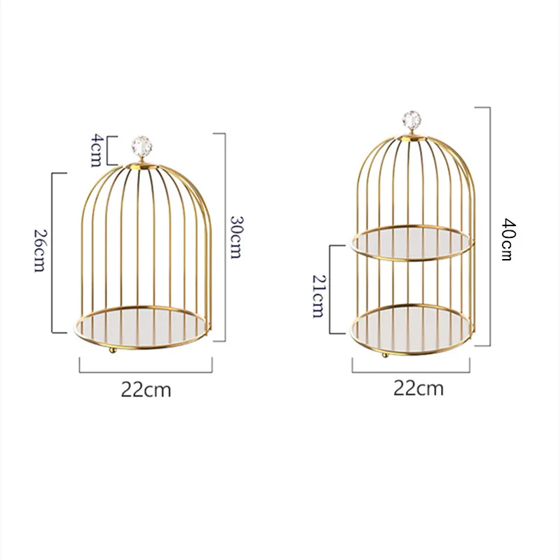 

Luxury Desktop Cosmetic Storage Rack Creative Wrought Iron Portable Birdcage Rack Bathroom Skin Care Organizer Toiletries Shelf
