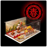 3mm building block acrylic display box show case for 80104 lion dance not including block kit