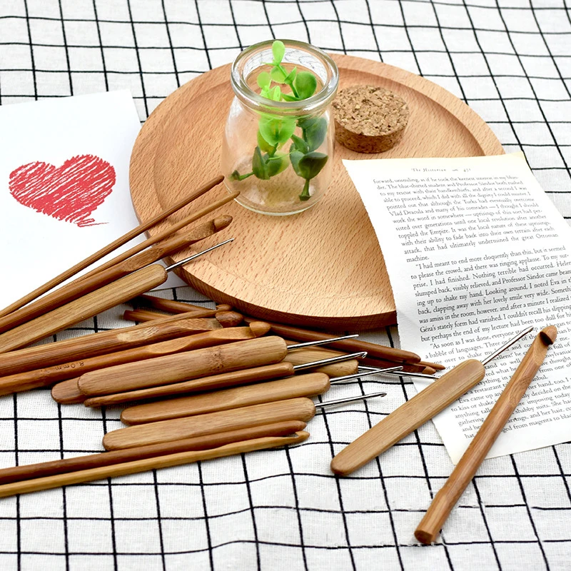 

12Pcs Carbonized Bamboo Crochet Hooks Needles Knitting Tools 3-10mmCrochet for Knitting Needles Weave Sewing Needles Tool