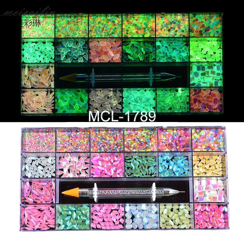 

Набор Стразы для дизайна ногтей смешанные AB стекло, кристалл, алмаз в решетках 21 и 1