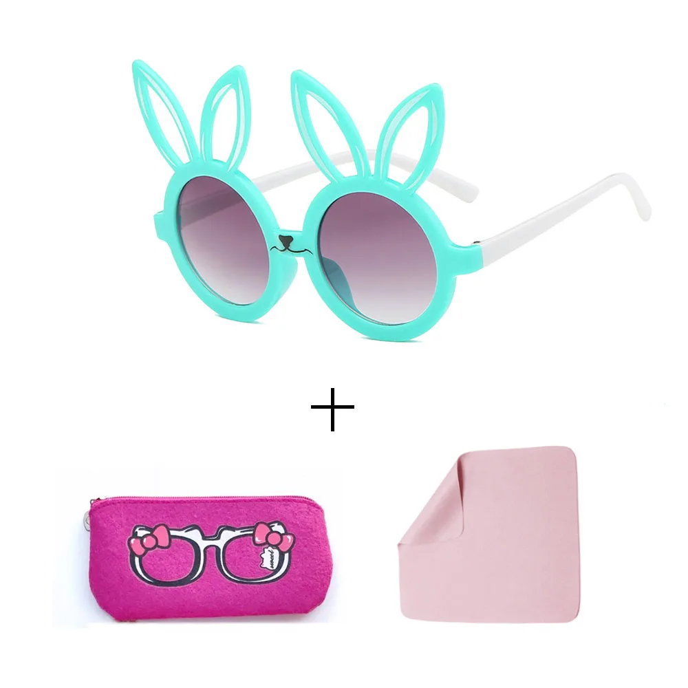 Glasses set Минимальный милый кролик форма гибкие детские солнцезащитные очки UV400 очки оттенки младенческой поляризованные ребенок для маленьких детей Защитный солнцезащитные очки - Цвет линз: Glasses set