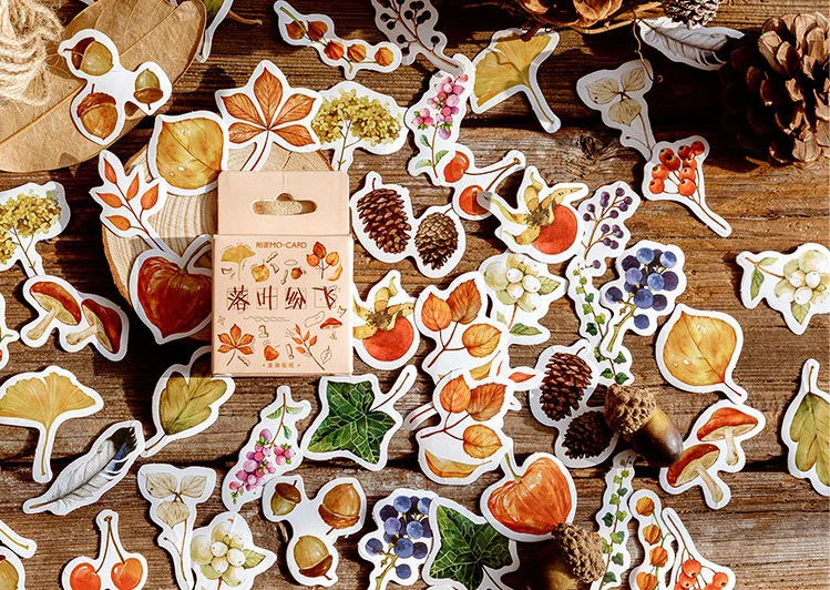 

Fall leaf decorative sticker(1pack=46pieces)