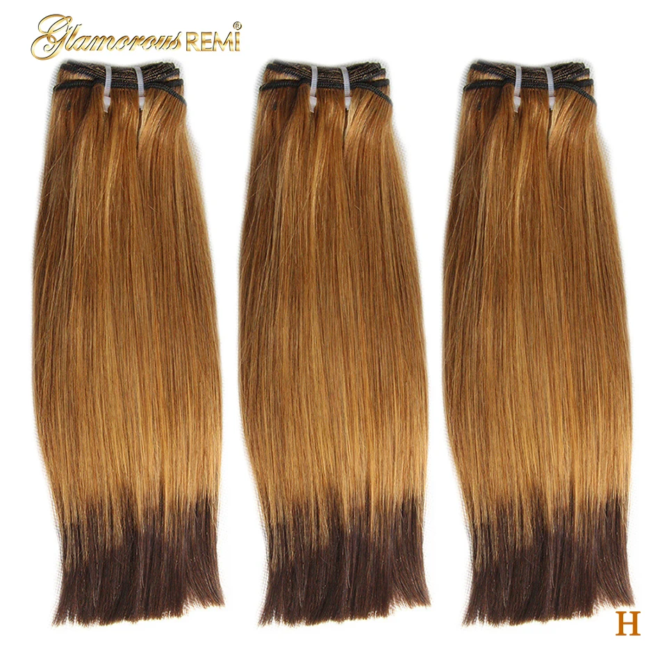 Brazilian Rmey Hair Funmi Double Drawn Straight Human Hair Bundles Weave Extensions 2 Tone Ombre #27 #4 Fumi Hair High Ratio