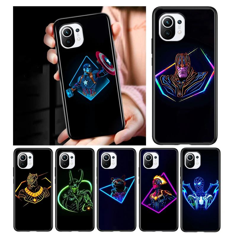 

Marvel Avengers Hero color for Xiaomi Mi 11 10 Ultra 11T 10T Note10 Pro Lite 11i 10i 10S 5G Soft Black Phone Case Cover