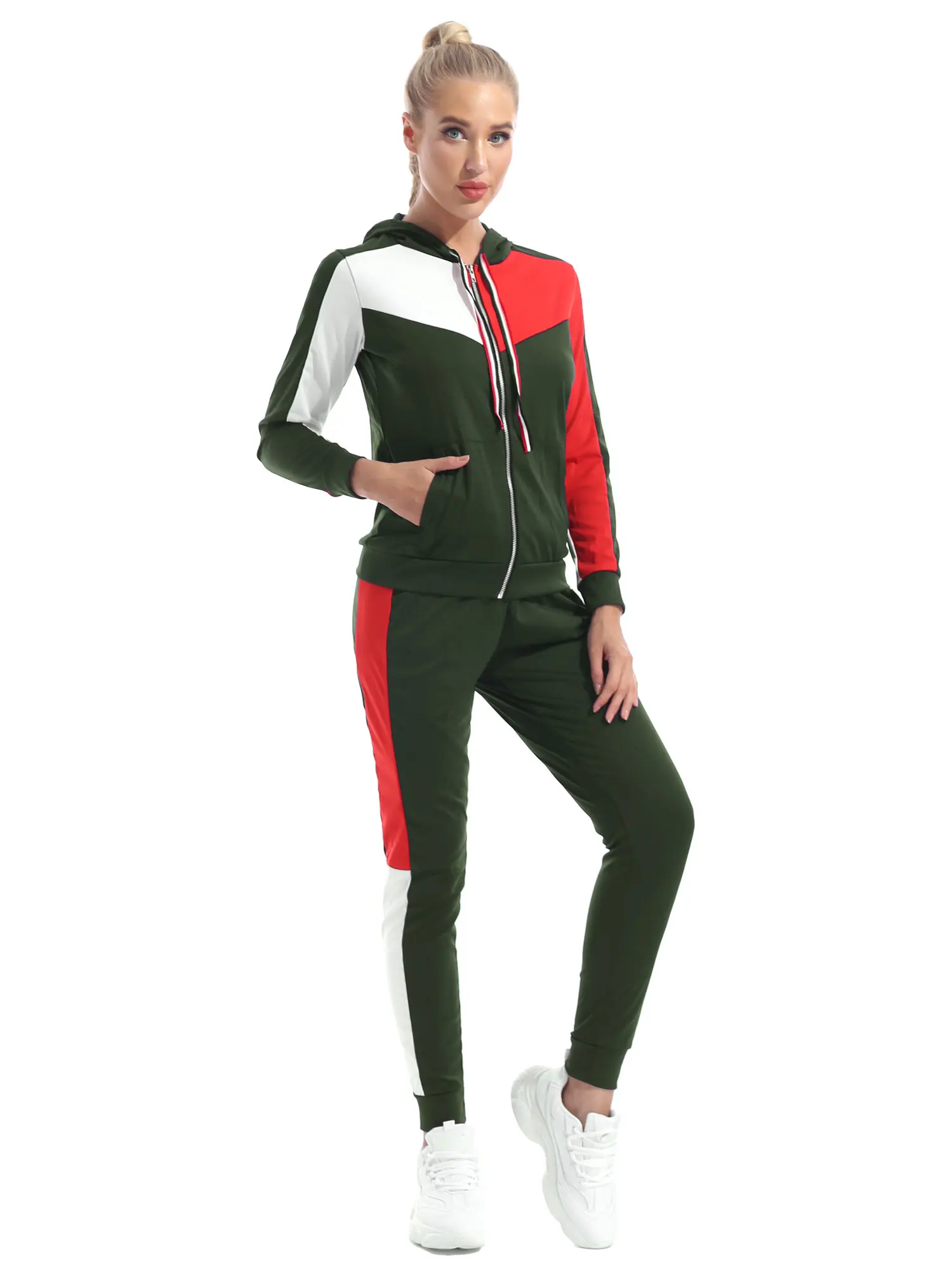 Женская Спортивная толстовка с капюшоном кардиган на молнии длинными рукавами и