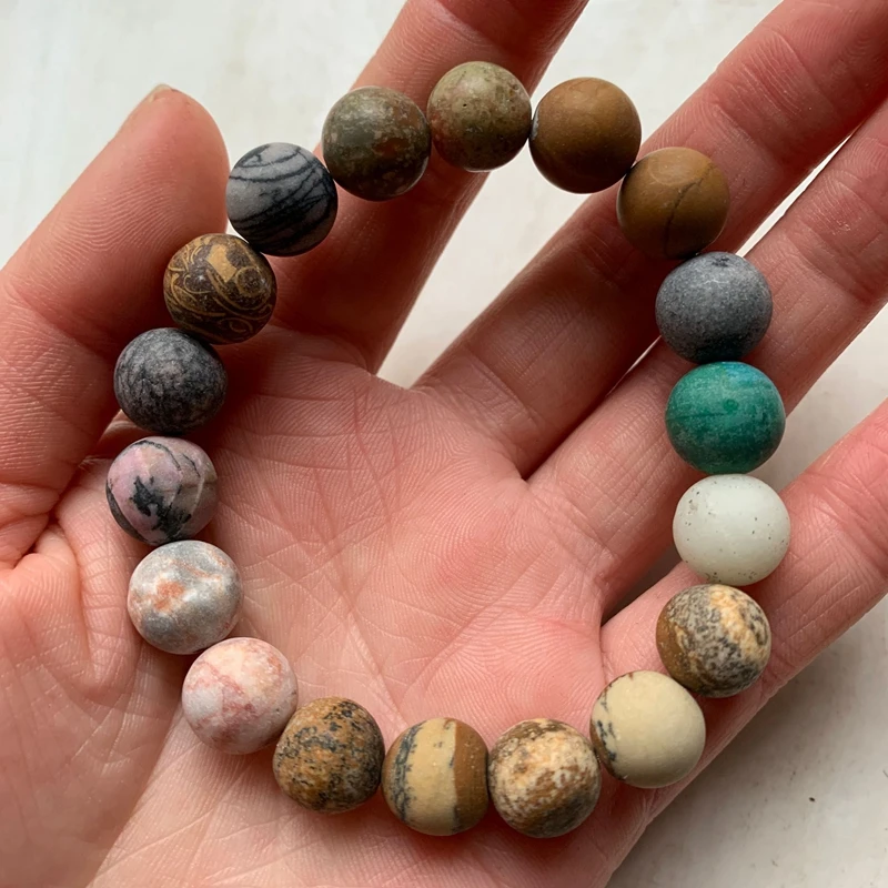 Матовые бусины камни галактика планета браслет натуральный камень для мужчин и