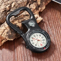 backpack decoration compass watch clip carabiner hook pocket watches strong luminous mini dial quartz outdoor unisex sport clock