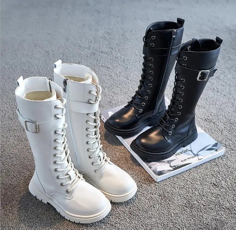 

New winter high-top cotton shoes Fashion high leather boots Girl Warm Non-slip Soft Sole Princess Long fashion boots EUR 27-37