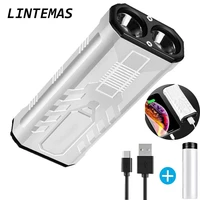 powerful flashlight double head rechargeable strong light led flashlights power bank ultra bright torch outdoor camping lights