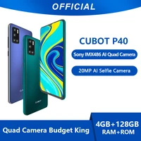 cubot p40 smartphone nfc 4gb128gb rear quad camera 20mp selfie 6 2 inch 4200mah android 10 dual sim card mobile phone 4g lte