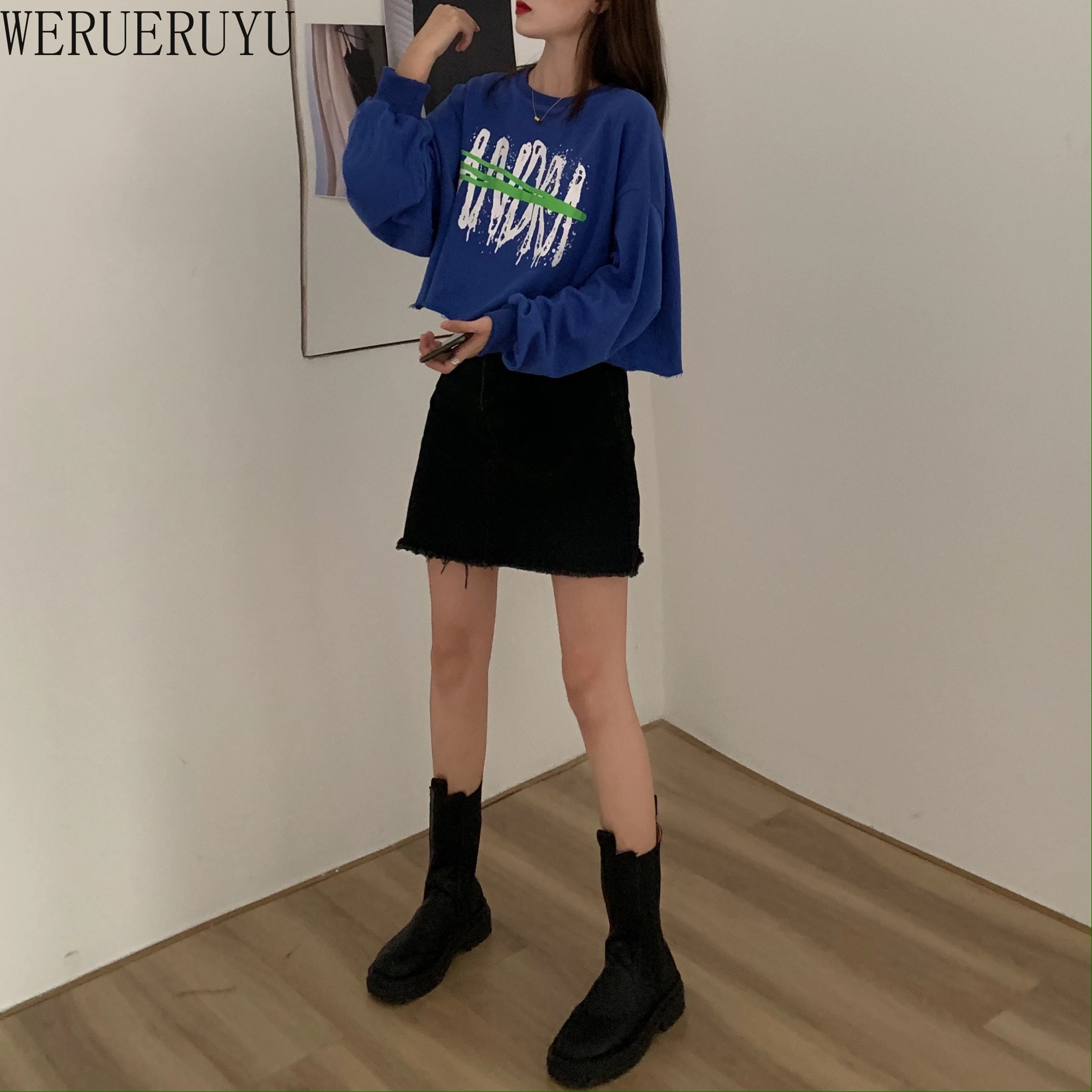 

WERUERUYU 2020 Summer New Korean Women Harajuku Style Graffiti Short-sleeved Loose And Thin Plus Size