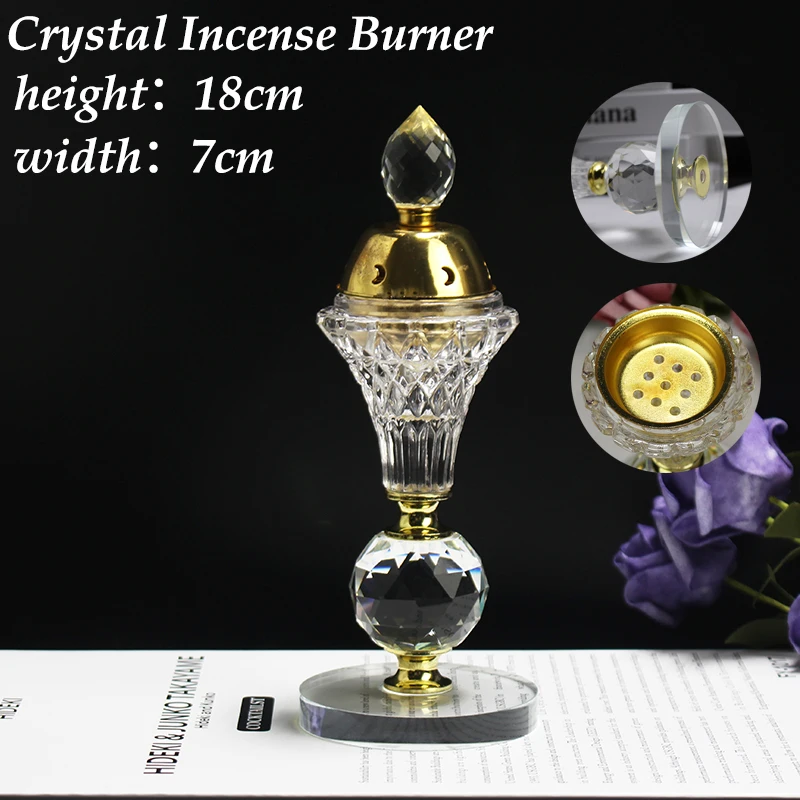 

Crystal Candle Aromatherapy Furnace Arabian Style Eid Traditional Hollowed Incense Burner Floral Aroma Lamp Home Ornament