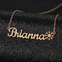 custom personalized name pendant stainless steel necklace for women snowflake nameplate necklaces christmas and new year gift