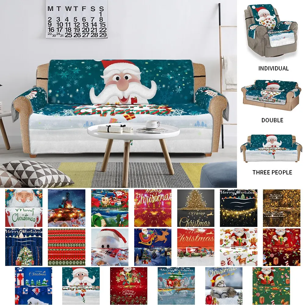 Счастливого Рождества мебель чехлы на сиденья протектор чехол Санта Клаус