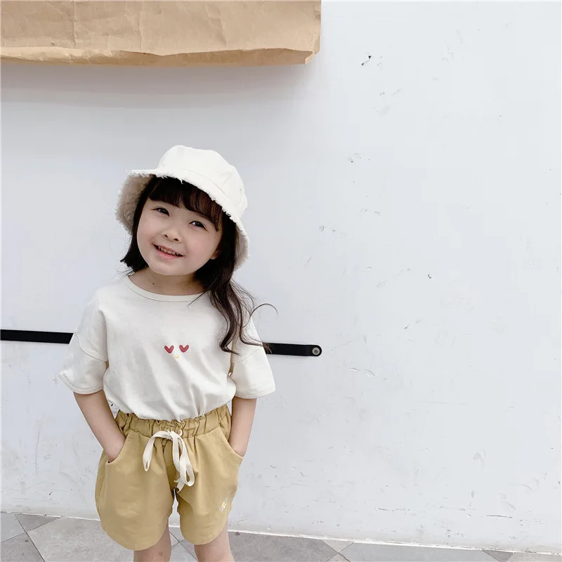 

Shorts Girl children's Clothing 2021 Summer New Product Washed Cotton Pure Color Small Daisy Casual Kids 20515