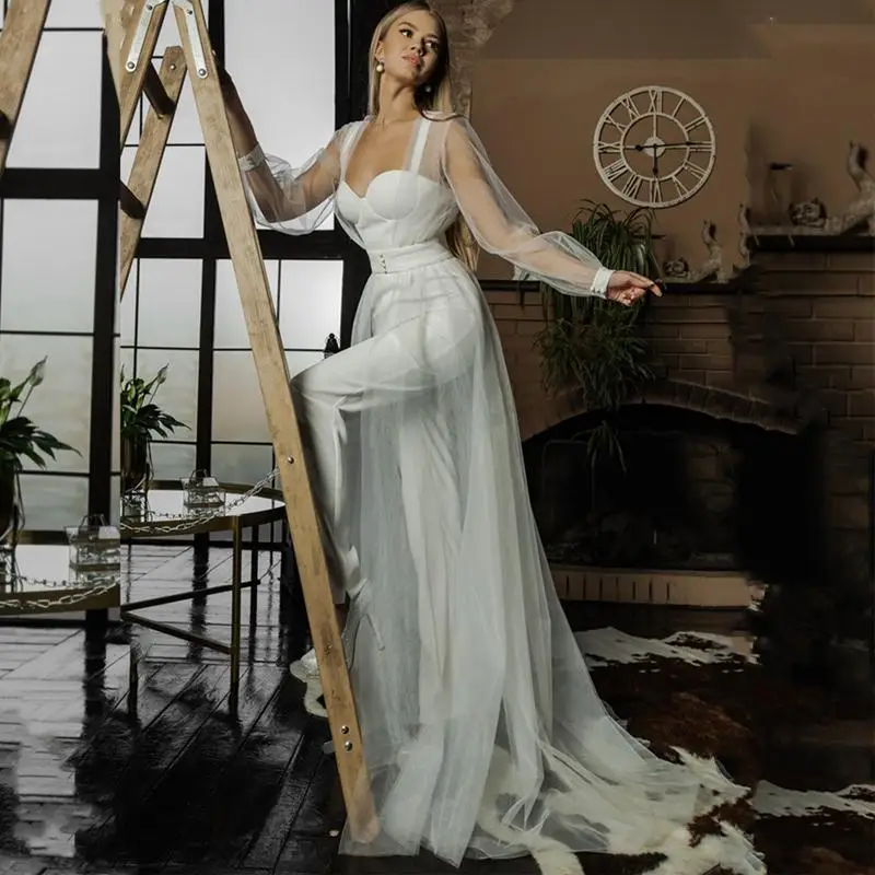 

Женский атласный комбинезон It's yiiya, белый однотонный комбинезон до щиколотки с поясом на лето 2019