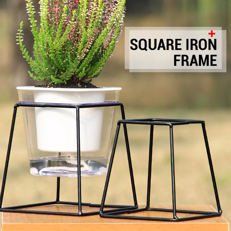 Planting Potted Plant Display Stand Square Shape Black Metal Flower Flowerpot Frame Pot Rack Creative | Дом и сад