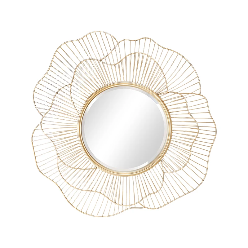 

Modern Wrought Iron Wall Decorative Mirror Wall Hangings Flower Crafts Ornaments Home Livingroom Wall Sticker Mural Decoration
