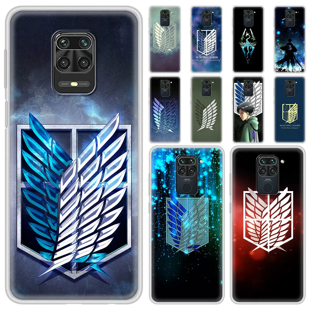 

Translucent Matte Phone Case For Xiaomi Redmi Note 10 9 8 Pro 7 8T 9S 9T K40 Pro 9A 9C Soft Silicone Cover Attack On Titan Logo