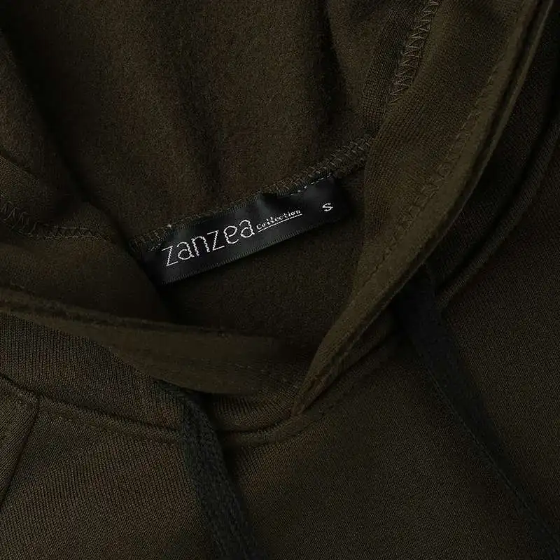 Женские толстовки размера плюс, толстовки миди, платье, ZANZEA, Необычные платья, женские повседневные пуловеры с капюшоном и длинным рукавом, 5XL
