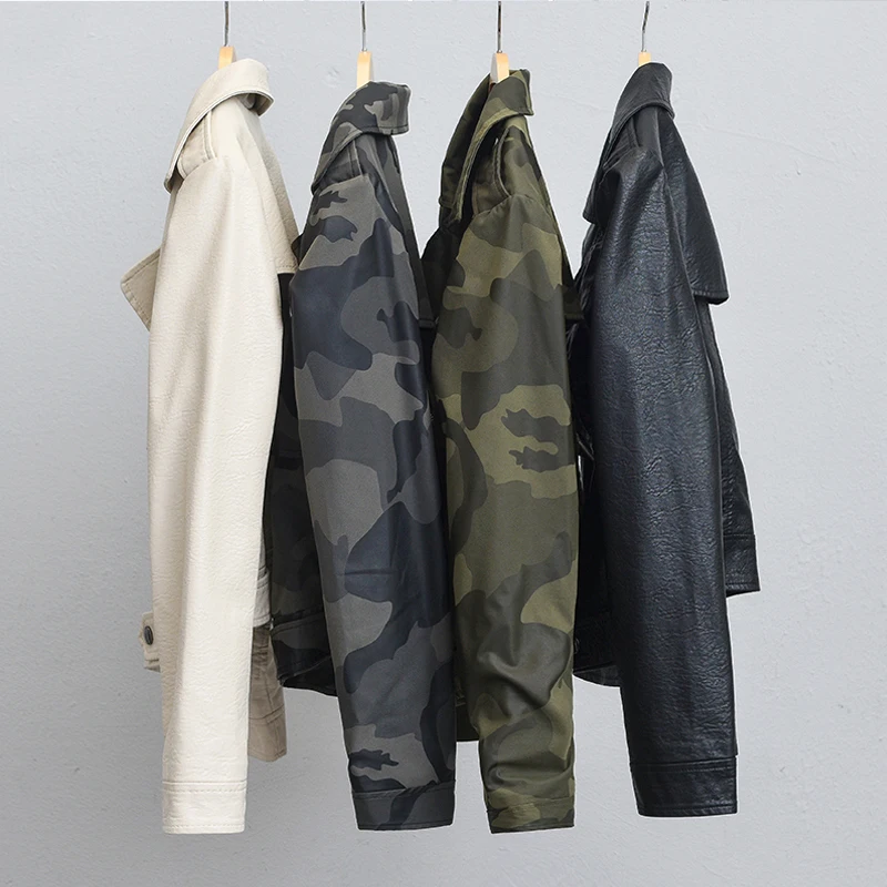 Куртка женская из искусственной кожи базовый пиджак свободного покроя с