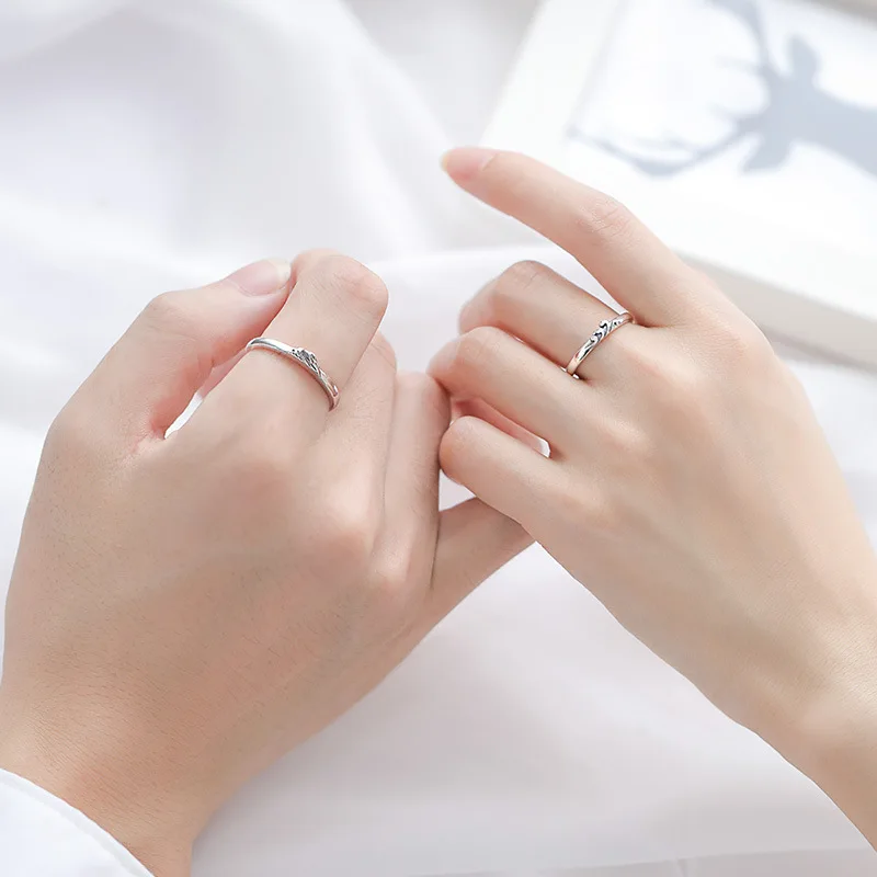 

Wave Mountain Couple Rings Open Adjustable Rings For Couple Lover Women Men Lady Girls Boys Valentine's Day Birthday Gift