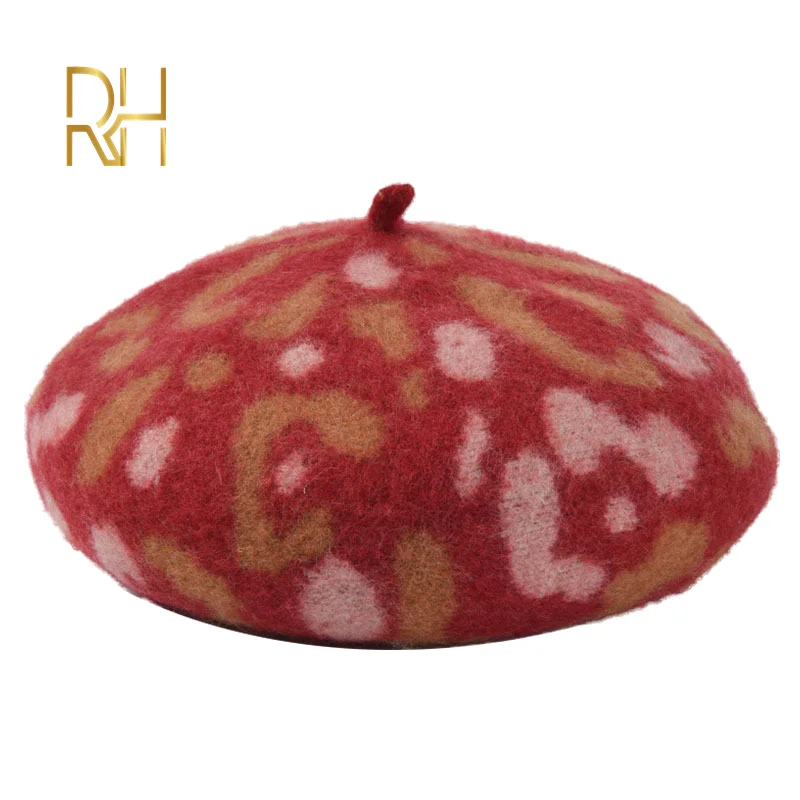 Женские береты с камуфляжным принтом теплые шерстяные модные французская зимняя