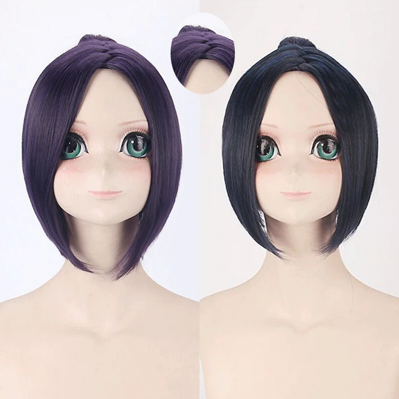 

Hitman Reborn Cosplay Wig Short Blue Black Mixed Synthetic Hair Kuromu Dokuro Anime Halloween Costume Party Wigs+ Free Wig Cap