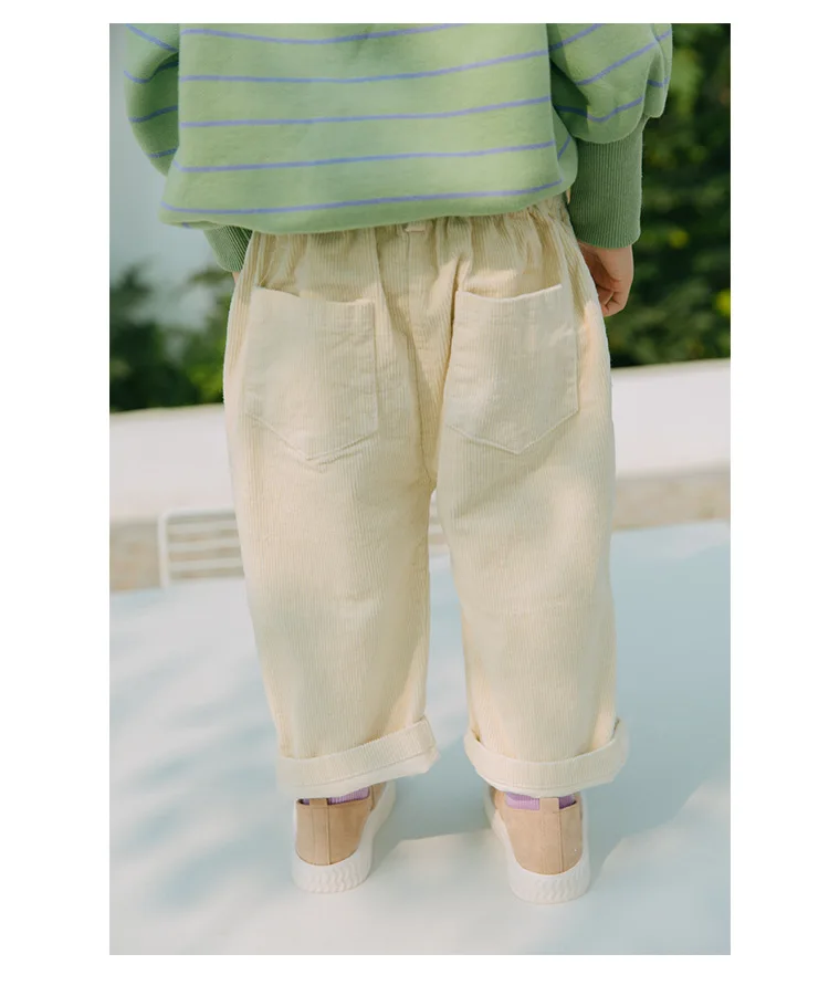 Autumn kids children solid color corduroy casual pants boys girls Grinding thicken trousers 1-6Y