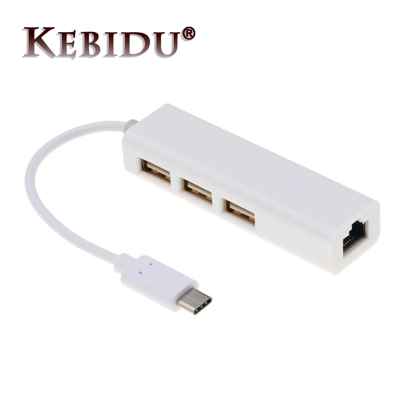 Kebidu 3 порта USB-концентратор 0 Тип C для Ethernet LAN RJ45 сетевая карта адаптер Macbook ThinkPad