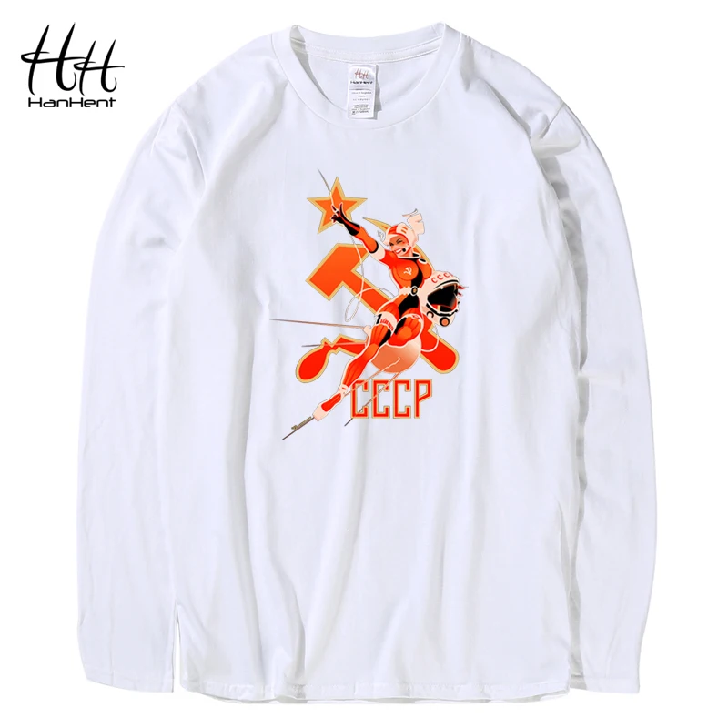 HanHent/новинка 2016 года летняя стильная футболка с буквенным принтом CCCP русские футболки Советским Союзом KGB