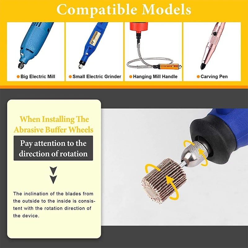 

50Pcs Buffing Polishing Wheel Kit,1 Inch Abrasive Buffer Wheels,Abrasive Flap Wheel Sander with Shank for Rotary Tool
