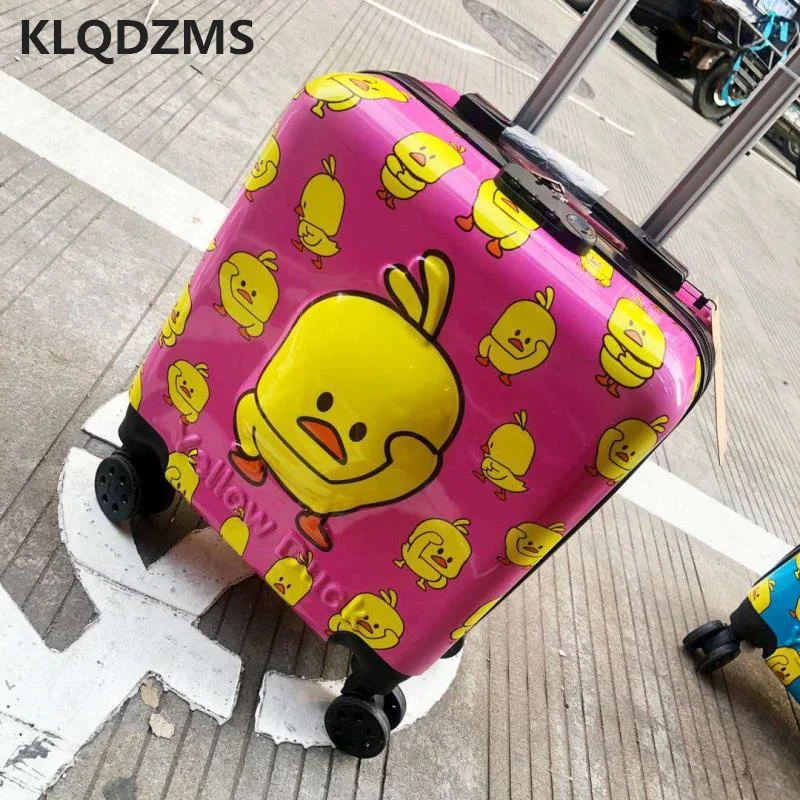 KLQDZMS 18 Inch Cartoon Child Suitcase Fashion Kids Luggage On Wheels Popular Rolling Luggage Young Child Trolley Suitcase Bag