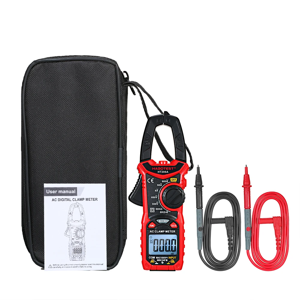 HABOTEST HT206A/HT206B/HT206D AC/DC Цифровой клещи для измерения напряжения переменного/постоянного тока, переменного/постоянного тока, NCV зажим мультиметр