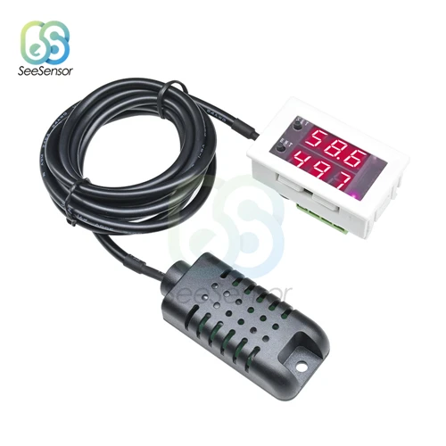 24V Red Red W2062C 12V 24V 10A цифровой регулятор влажности гигрометр регулятор контроля влажности+ датчик влажности - Цвет: 24V Red Red