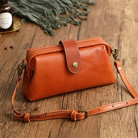 simple casual natural real leather ladies small mouth gold shoulder bag clutch fashion allmatch daily outdoor diagonal small bag