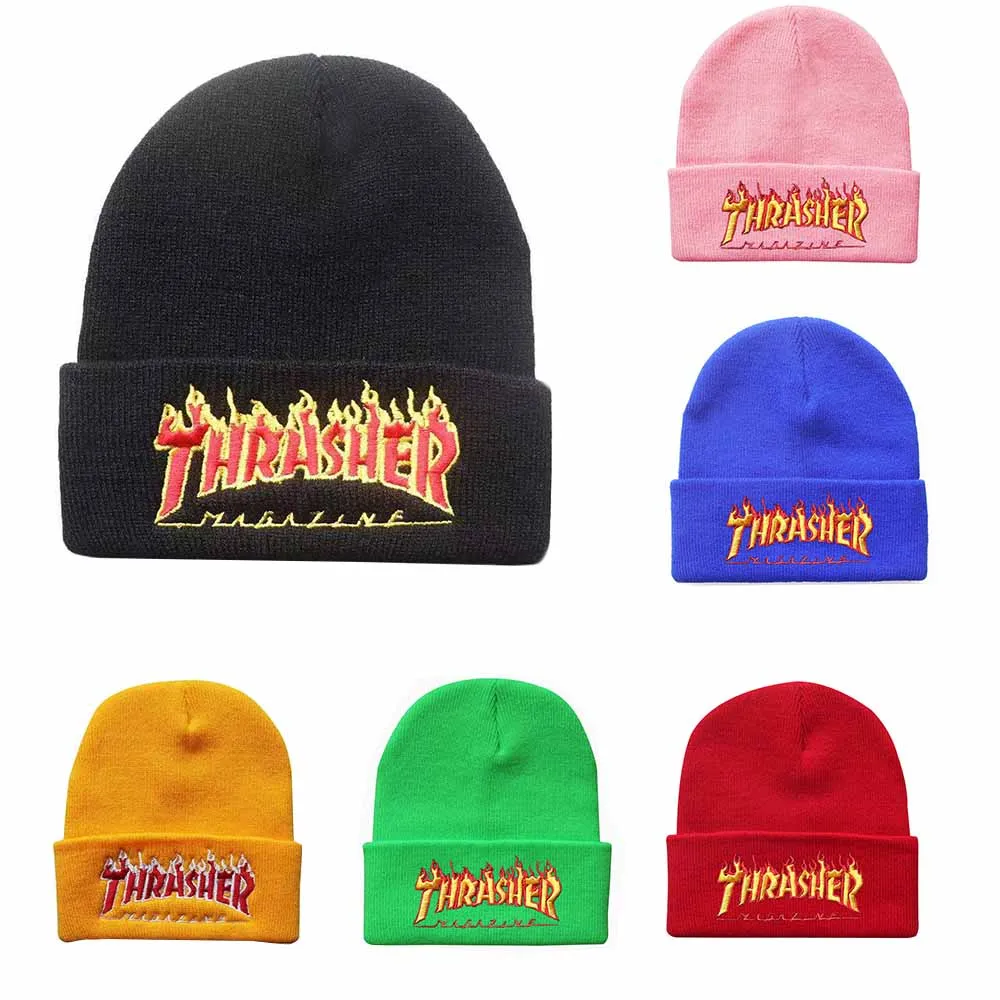 Вязаные облегающие шапки с Вышивкой Букв в уличном стиле для скейтборда команды