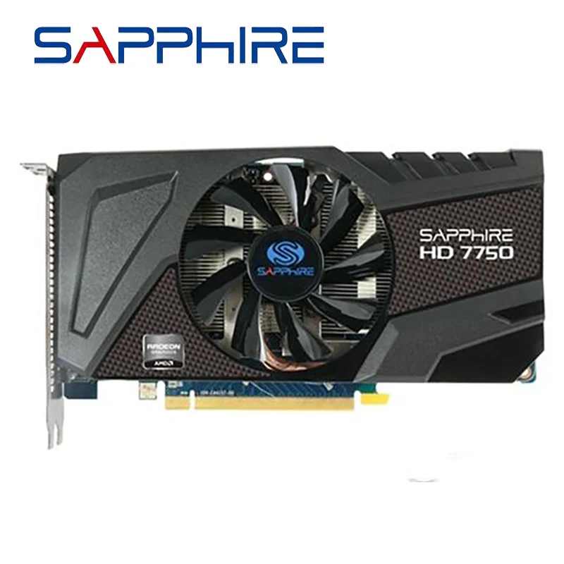 Used SAPPHIRE Radeon HD 7750 1GB Video Cards GPU For AMD HD7750 1GB GDDR5 Graphics Screen Cards Desktop Computer PC Gaming