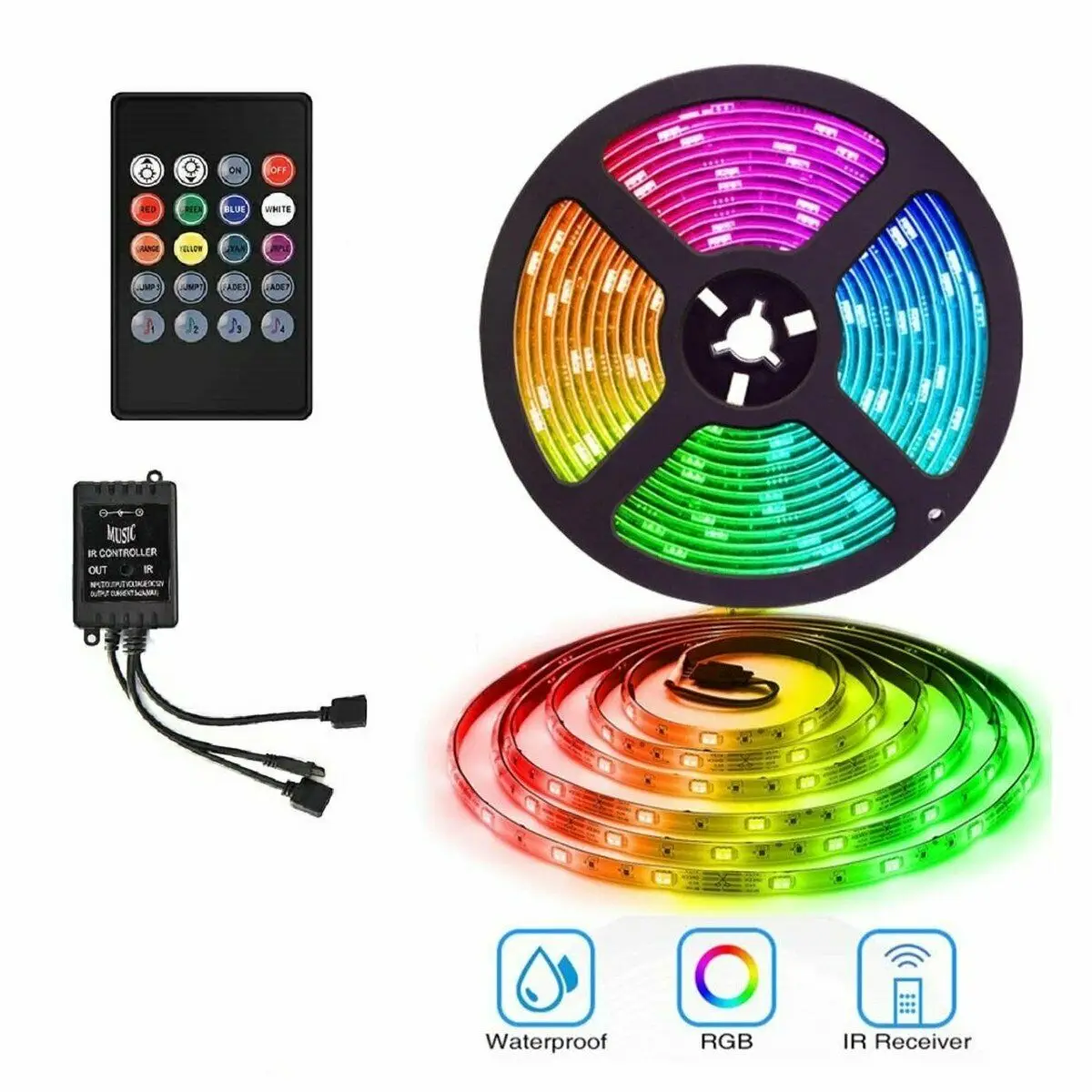 5M 10M 3528 5050 12V RGB LED Strip Light Music Sound Activated Remote Power Kits | Лампы и освещение