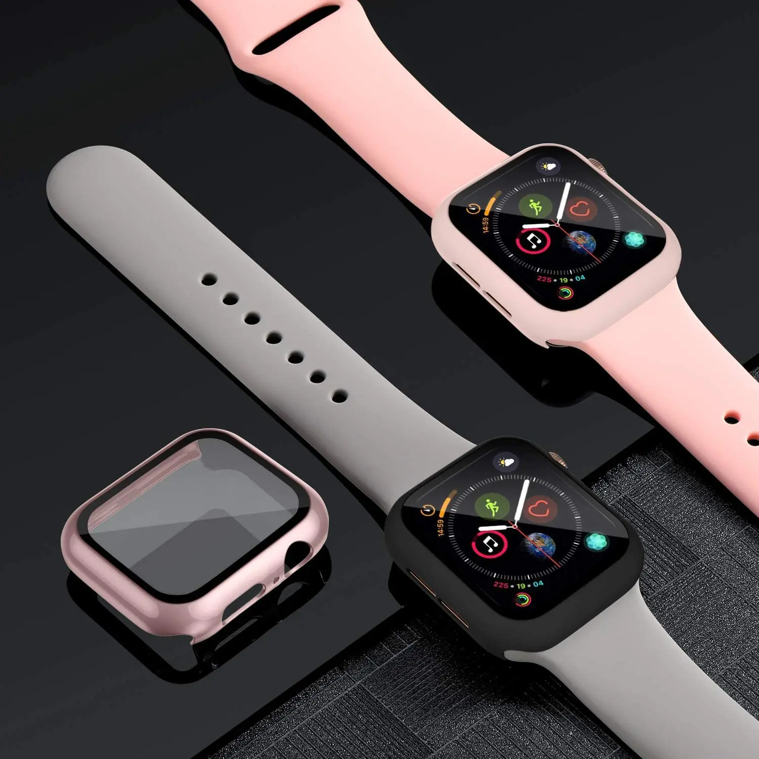 

Стекло + чехол + ремешок для Apple Watch band 44 мм 40 мм 38 мм 42 мм 44 мм силиконовый спортивный браслет для смарт-часов iWatch Series 3 4 5 6 se band