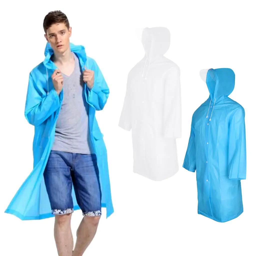 

Men's Reusable Raincoat Rain Ponchos with Visor Long Sleeve Hooded Rainwear for Cycling Traveling Camping Hiking Outdoor