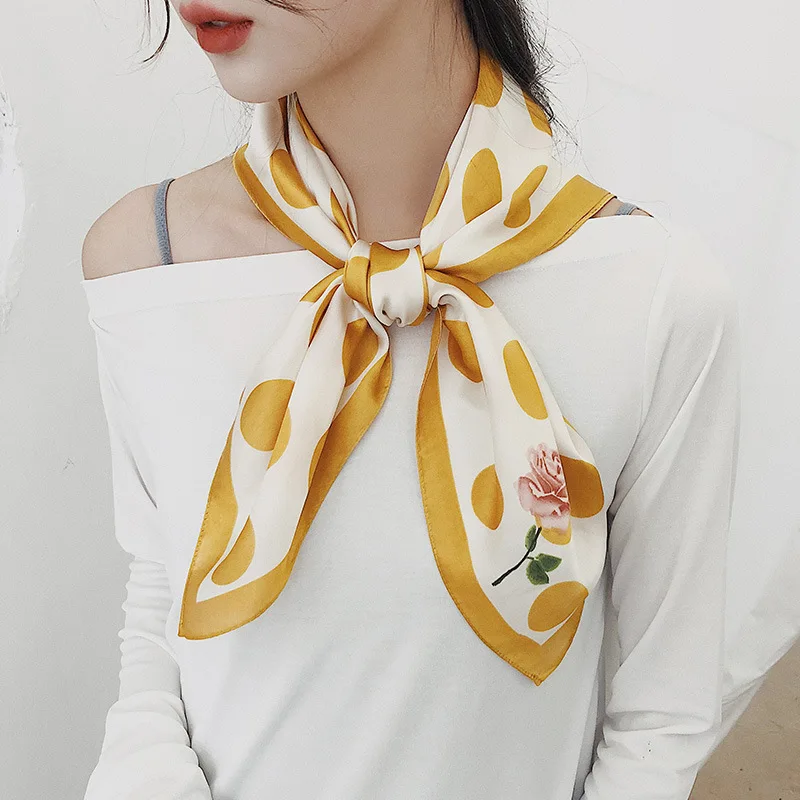 Шелковый шарф женский 2019 Новый маленький квадратный с принтом шарф|Женские