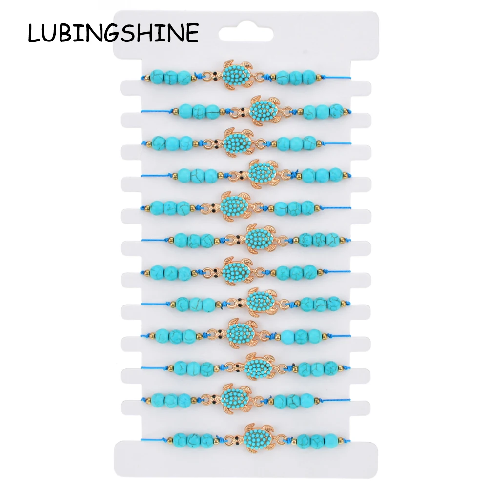 12 шт./компл. натуральный камень Черепаха Сова Слон амулеты плетеный браслет для