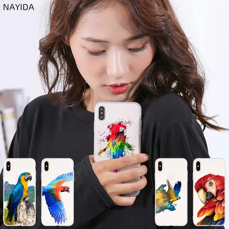 Мягкий силиконовый чехол для телефона iPhone 12 11 Pro XS Max XR X 8 7 6 Plus 5S SE S крышка попугай