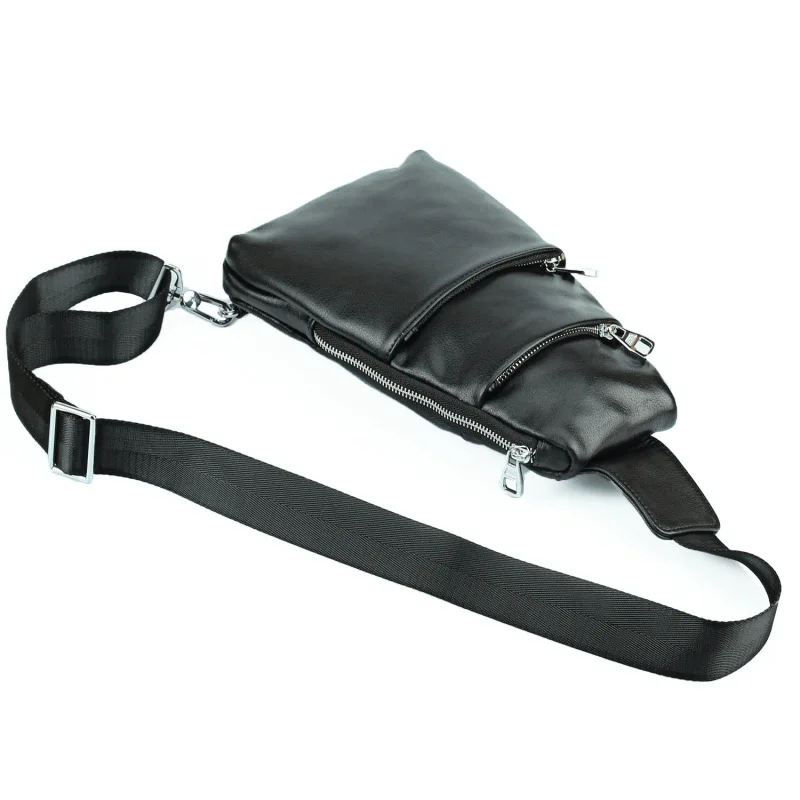 Multi-function Small Sling Genuine Leather Chest Bag Legs Shoulder Bag For Man New Fashion Casual Crossbody Men Messenger Bags