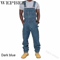 wepbel jeans overalls for men streetwear mens denim bib pants full length jeans jumpsuits hip hop straight