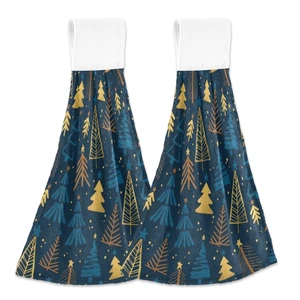 2pcs Set Kitchen Magic Sticker Hanging Towel Fashion Printed Coral Velvet Soft Absorbent Hand Towel Dishcloth Bathroom Cloth