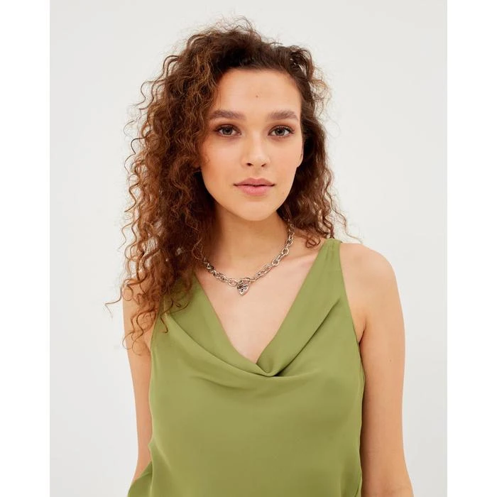 Women's top MINAKU: Silk Pleasure color olive Clothing for women woman quality Tanks Camis Tops Tees s |