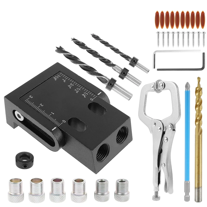 

39Pcs Woodworking Oblique Hole Locator Drill Bits Pocket Hole Jig Kit 15 Degree Angle Drill Guide Set DIY Carpentry Tool